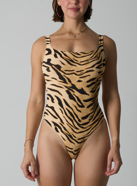 print bodysuit印花连体衣豹纹老虎纹波点女士修身气质辣妹连体裤