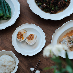 餐具 早餐盘 陶瓷盘 曼叙古早素白草木灰哑光米黄恬白釉