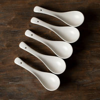 Manxu household ceramic spoons, Jingdezhen small soup spoons, ceramic household simple Chinese-style small porcelain spoons and spoons thumbnail 7