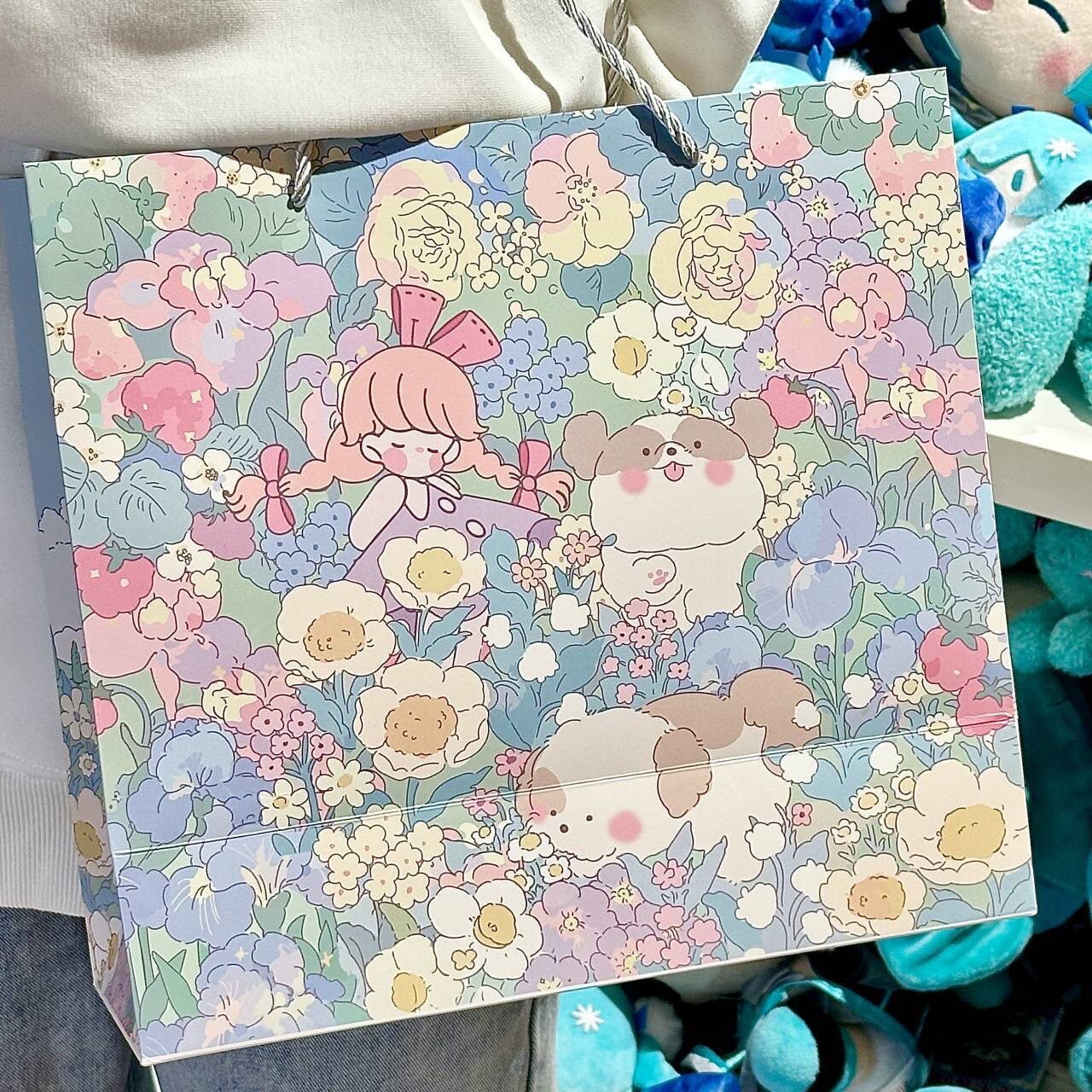 梦幻花园马卡龙色系礼品袋生日礼物新年包装加大可放鞋盒卡通购物
