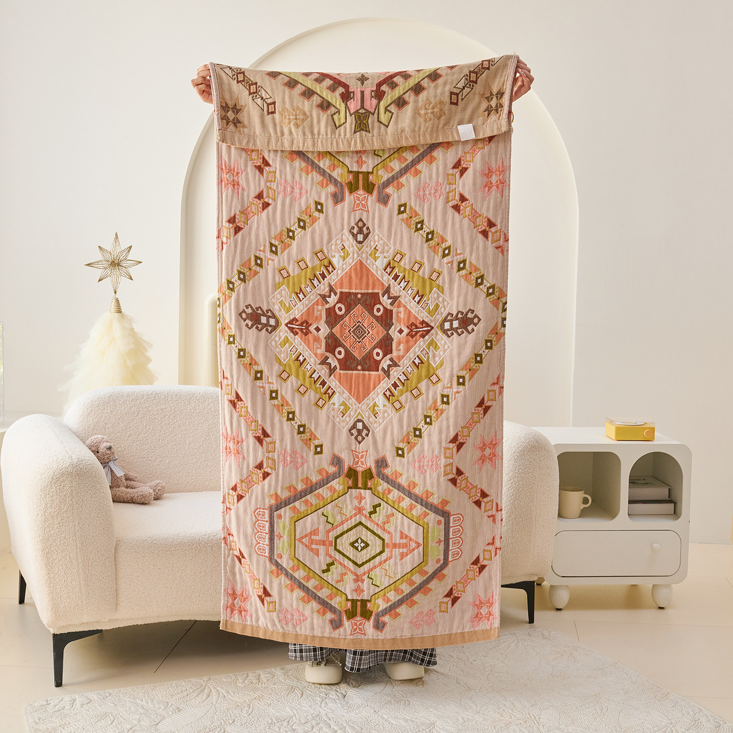 2026新款全棉纱布浴巾纯棉浴巾时尚卡通色织提花四季加大成人浴巾