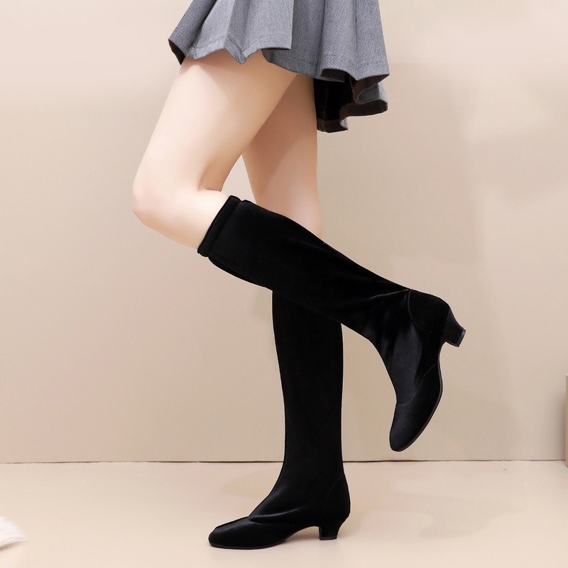 高筒舞蹈靴舞蹈鞋加绒保暖冬季