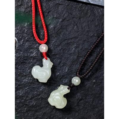 天然玉石生肖鸡吊坠项链女