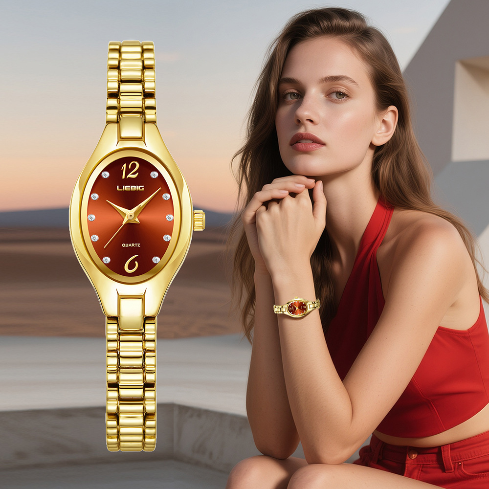 LIEBIG品牌小表盘金色女士表防水