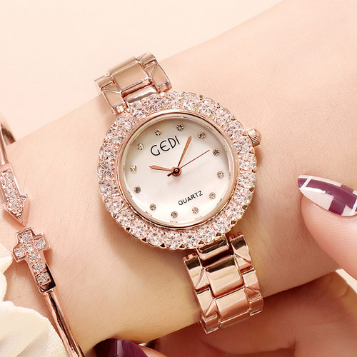 满钻时尚潮流时装女表防水金色表