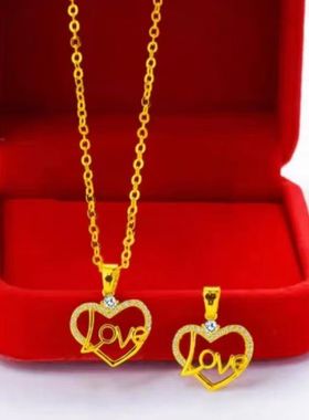 9999真金女士24k金LOVE爱心吊坠