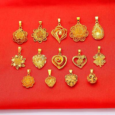 9999真金黄金24k金爱心桃心吊坠
