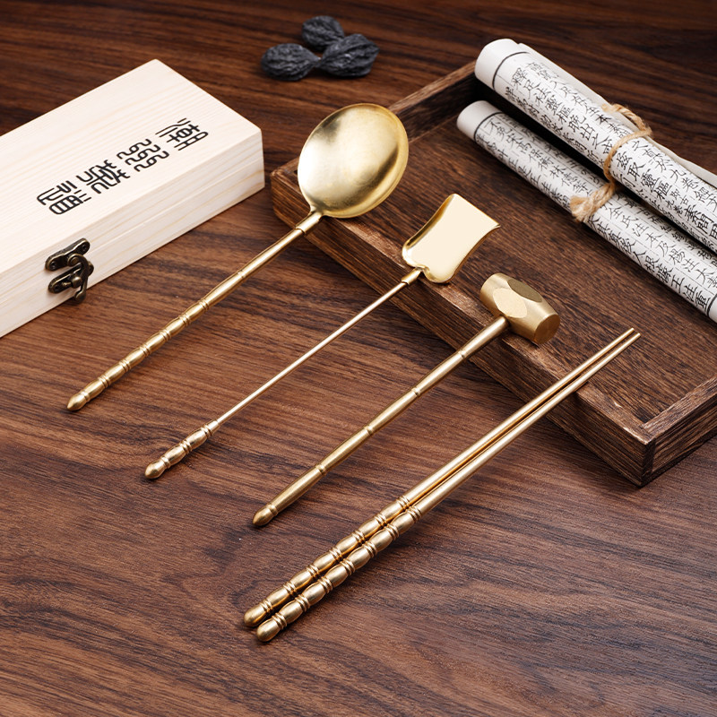 手工铜筷子夹炭铲灰铜铲子铜锤子铜勺子炭炉茶炉香炉火箸茶艺礼盒