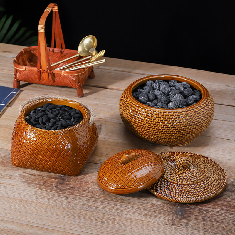 围炉煮茶陶瓷炭钵家用炭篓煮茶烧烤炭收纳盒户外便携熄炭控火炭盆