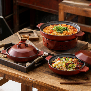 商用餐厅酒店私厨煤气炉明火炉不粘锅陶瓷干烧砂锅烧鱼头甲鱼煮锅