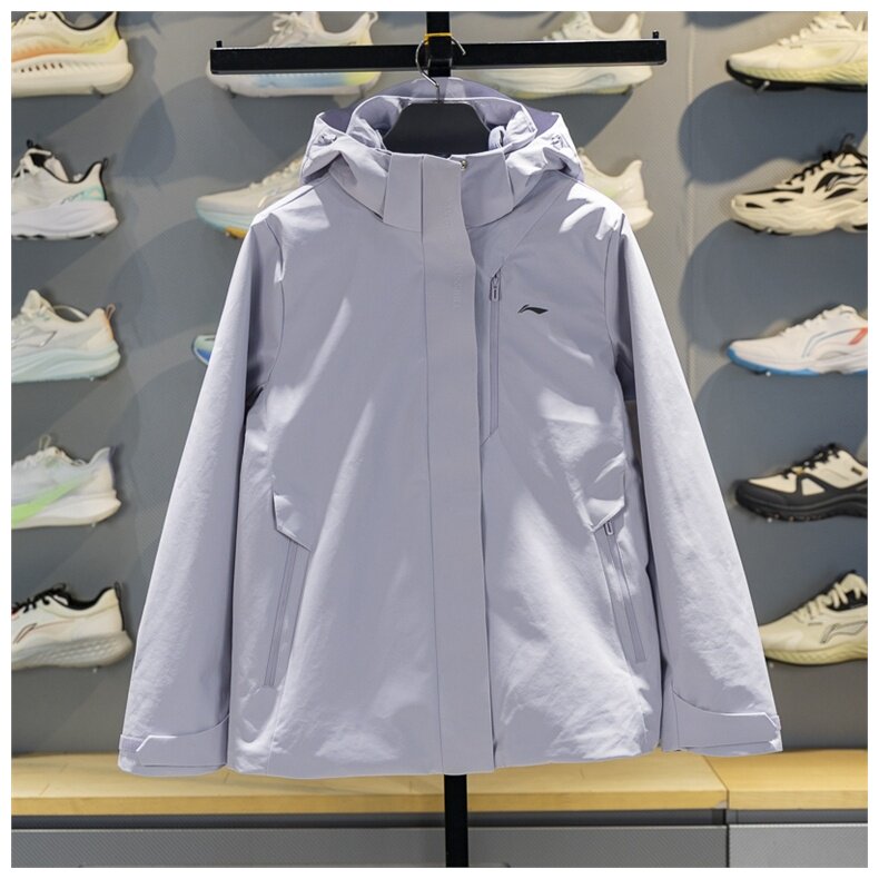 李宁女子外套2025冬季新款防泼水宽松三合一运动风衣套装AWBV112