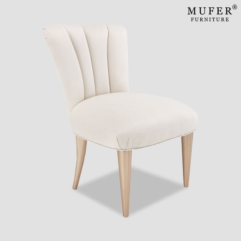 慕妃高端定制家具简约美式轻奢LA RACHELLE实木布艺梳妆凳/椅MN05