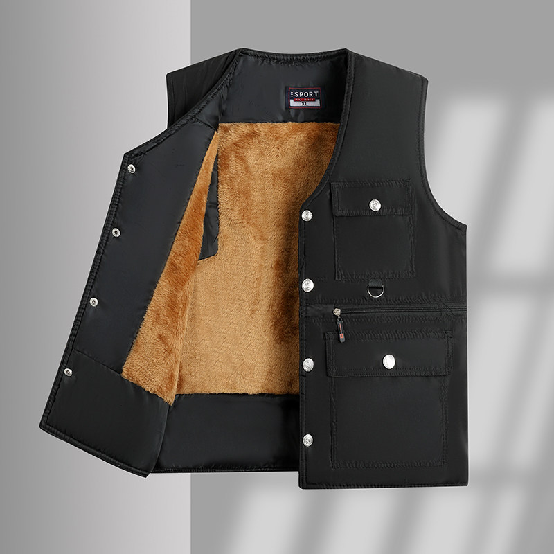 冬季中老年男士加绒加厚马甲背心爸爸休闲无袖上衣外套父亲户外服,男装,常规马甲,淘宝优惠券,粉丝福利购,淘宝优惠卷