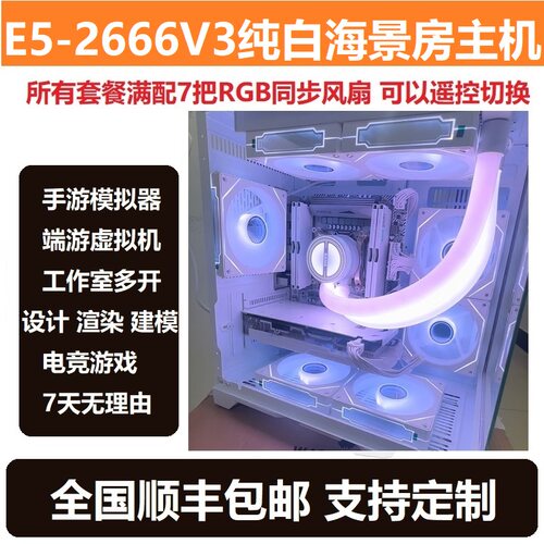 e5 2666v3纯白海景房主机电竞吃鸡游戏多开工作室手游模拟器电脑