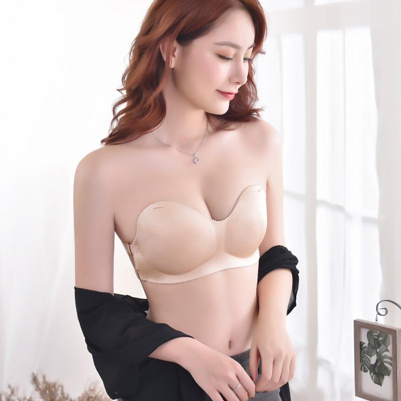 文胸女无钢圈可调节内衣女结婚无肩带抹胸一体式文胸隐形聚拢胸罩