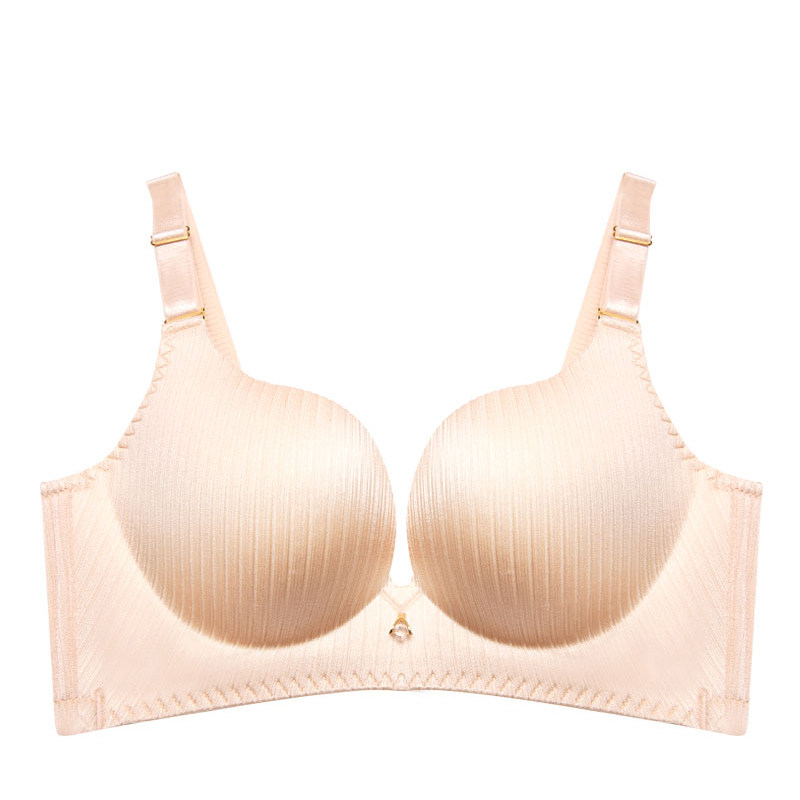 拉丝一片式无痕无钢圈文胸光面女士内衣聚拢舒适调整型夏季四排扣