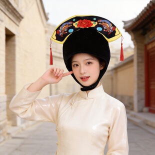中国风刺绣龙纹宫廷帽女古风汉服婚礼头饰流苏装饰甄嬛头套帽子
