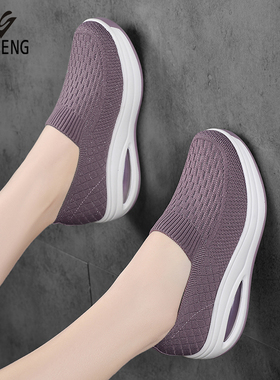 睿登浅口单鞋女鞋网面透气休闲运动健步摇摇鞋旅游鞋女2025秋冬新