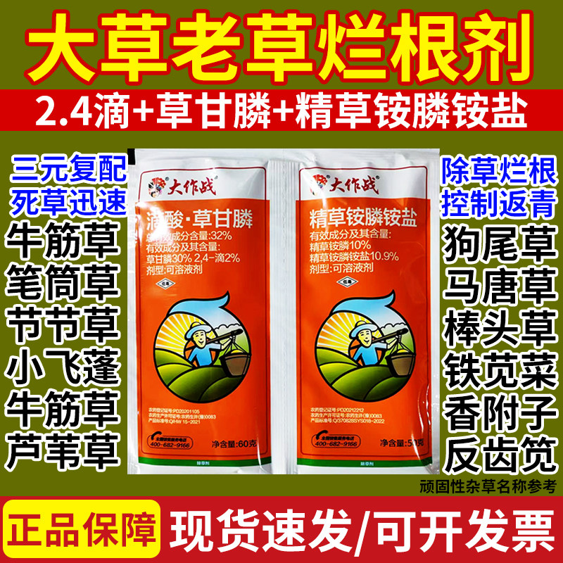 滴酸草甘膦除草烂根剂荒地公路灭杀防除恶性杂草水剂草甘磷除草剂