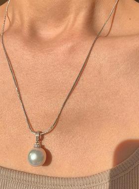 天然银蓝爱迪生珍珠吊坠