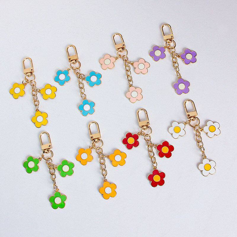 金属小花朵钥匙扣挂件创意彩色小清新小花情侣包包挂饰钥匙链礼品