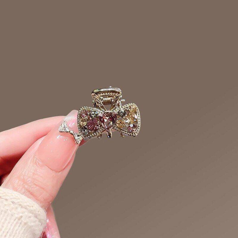 高级感闪钻蝴蝶结小抓夹新款侧边刘海发夹顶夹碎发夹子气质小发卡