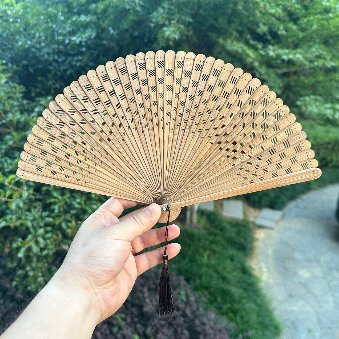 梦忆莲迷你日式手持全竹扇汉服古典风舞蹈旗袍便携折扇女团折扇子