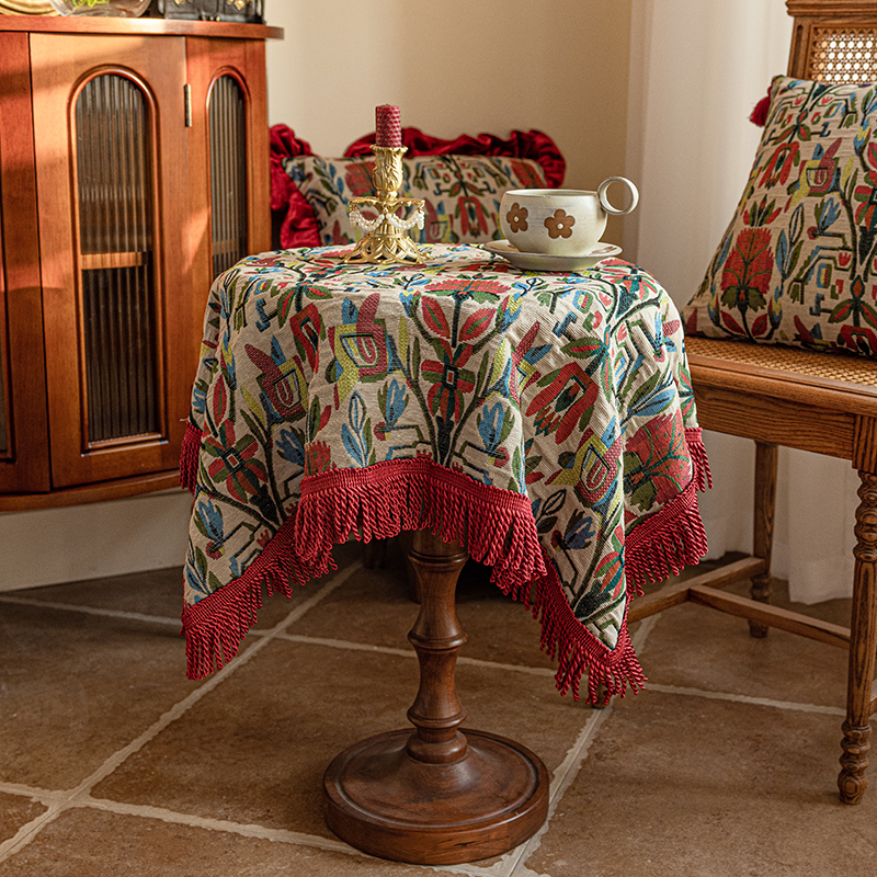 高档餐桌布轻奢高级感布艺美式长条欧美风长方形流苏圆桌茶几盖布