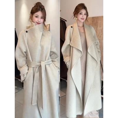 韩系双面羊绒中长款大衣女秋冬