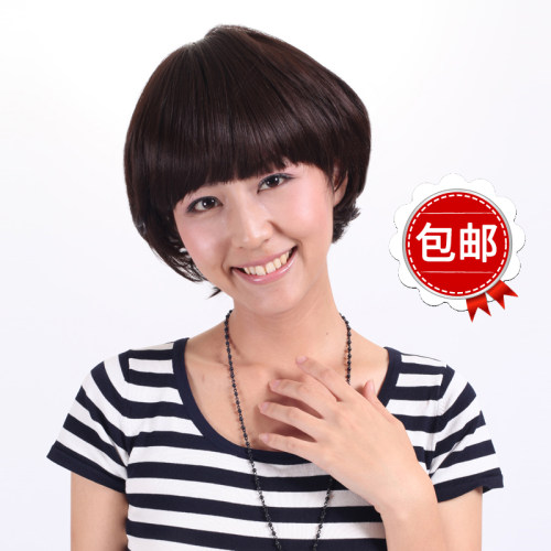 包邮特价短直发新款假发 女士甜美可爱高温丝 齐刘海蘑菇头套 - 封面
