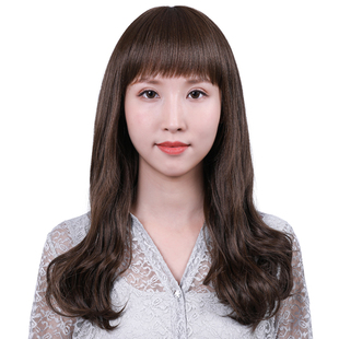 wigs2you假发 中长款梨花头套 可齐可斜刘海长款大波浪全头套自然