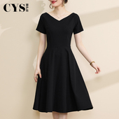 气质女神范收腰显瘦法式 一字领黑色连衣裙2026夏季 新款 高级感裙子