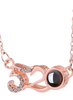 【保色金】网红抖音热卖520锁骨链项链女100种语言我爱你项坠吊坠