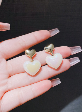 法式甜美优雅珍珠爱心耳环女2024年新品时尚百搭耳钉气质网红耳饰