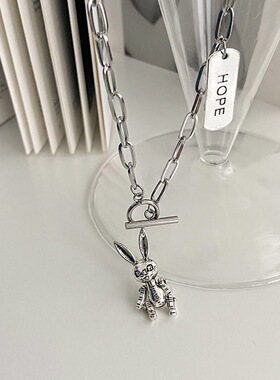 日韩新品网红ins朋克风小兔嘻哈双层项链时尚百搭毛衣链学生颈链