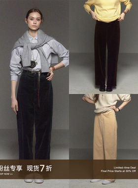 CycleDocument 复古精裁直筒高腰多色灯芯绒休闲长裤女百搭基础款