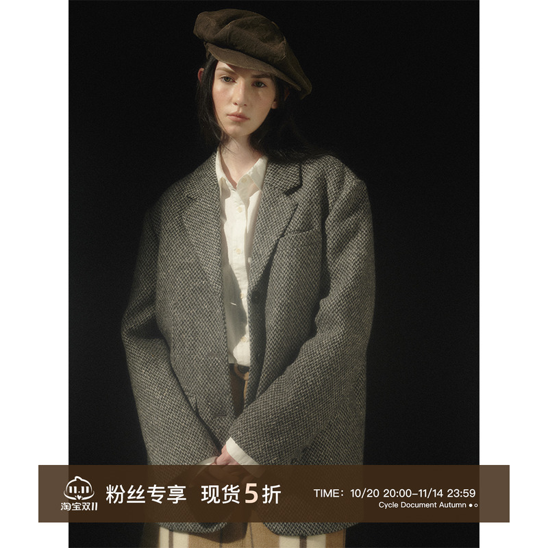 CycleDocument宽松挺阔花呢西装