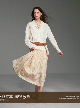 Cycle Document 棉麻混纺/复古宽松古巴领休闲长袖衬衫女亲肤透气