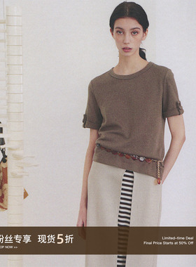 CycleDocument 三本针天丝/羊毛/棉混纺 卷边设计亲肤短袖T恤女