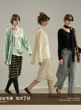 Cycle Document【纸片人蝙蝠衫】松弛B备慵懒多造型带围巾长袖T恤