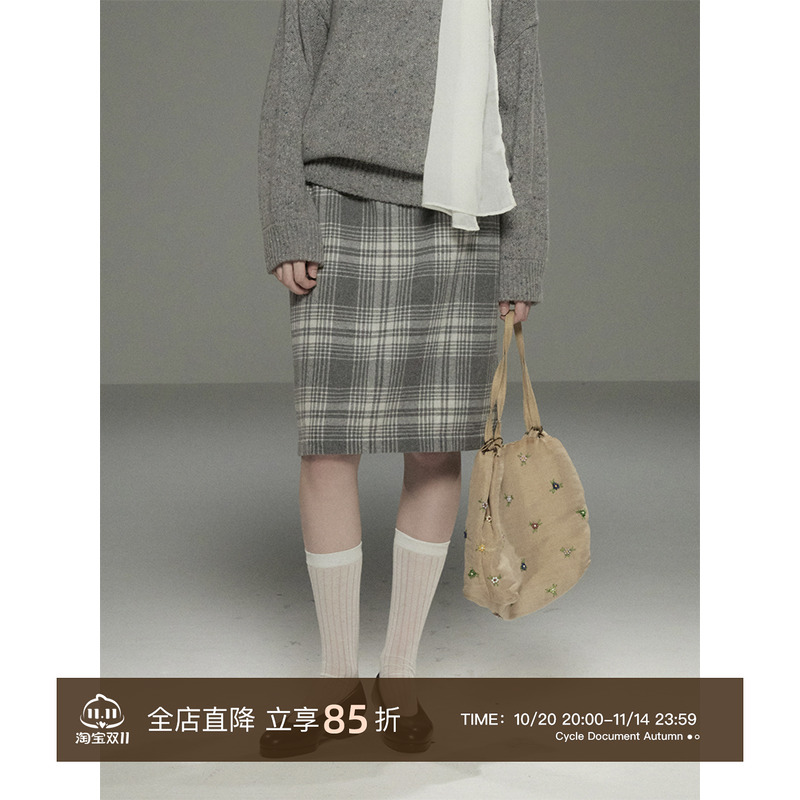 CycleDocument复古低腰格纹半裙