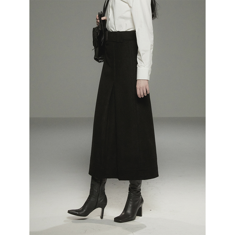 CycleDocument黑色毛呢半身裙