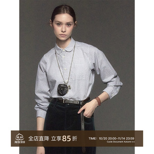 天然果实扣 娃娃领设计 格纹小版 型长袖 女 CycleDocument 衬衫 经典