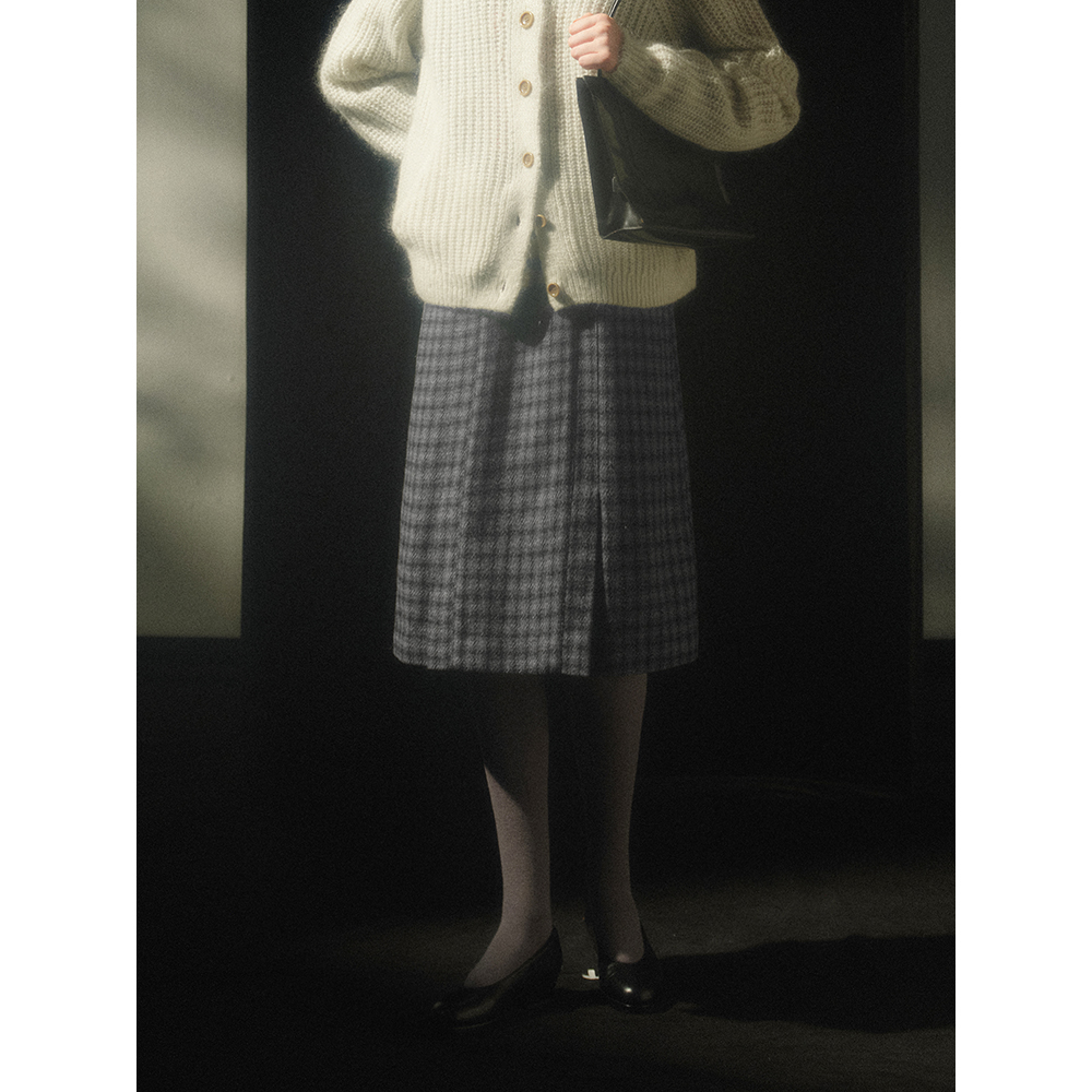 CycleDocument格纹毛呢半身裙
