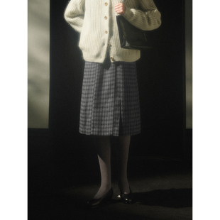 Document 复古格纹毛呢半身裙女中长款 羊毛混纺 型 小A字版 Cycle