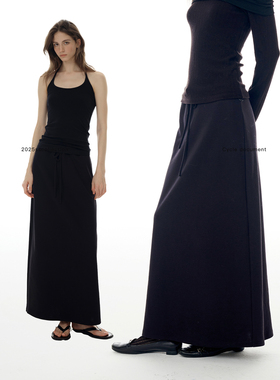 Cycle Document 【易打理懒人裙】黑色系带宽松遮肉垂感半身裙女