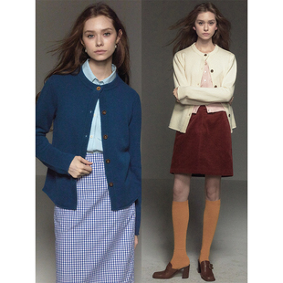 开衫 圆领卷边短款 针织毛衣女 100%澳洲进口羊毛 CycleDocument