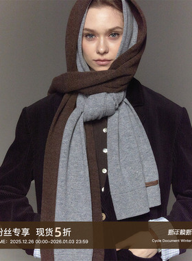 CycleDocument 100%纯羊毛/亲肤保暖/双层空心长款针织围脖围巾女