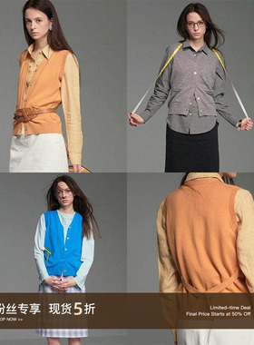 Cycle Document  100%纯羊毛/三色基础小口袋V领开衫针织马甲女