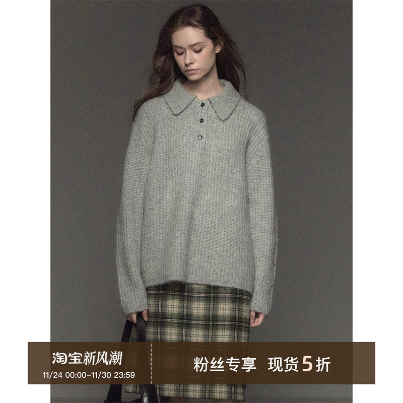 CycleDocument翻领马海毛毛衣
